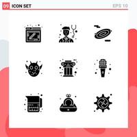 9 Universal Solid Glyph Signs Symbols of column pillar science greek frankenstein Editable Vector Design Elements