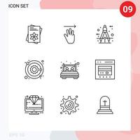 Modern Set of 9 Outlines and symbols such as bed star architect planet tool Editable Vector Design Elements