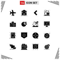 paquete de iconos de vector de stock de 16 signos y símbolos de línea para la casa de reembolso de luz de cámara dejó elementos de diseño de vector editables