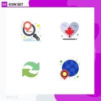 Pack of 4 creative Flat Icons of marketing campaign reload heart canada repeat Editable Vector Design Elements