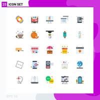 25 Thematic Vector Flat Colors and Editable Symbols of reminder paper course notes graph Editable Vector Design Elements