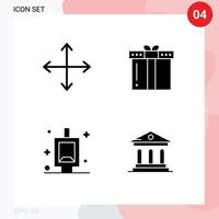 Modern Set of 4 Solid Glyphs and symbols such as arrows urinal opposites holiday room Editable Vector Design Elements