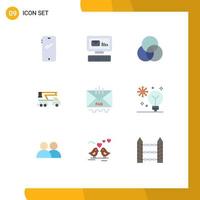 Modern Set of 9 Flat Colors and symbols such as communication lifting message lift crane Editable Vector Design Elements