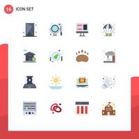 Pack of 16 Modern Flat Colors Signs and Symbols for Web Print Media such as real estate building set product creative Editable Pack of Creative Vector Design Elements