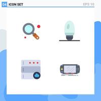 Pack of 4 creative Flat Icons of magnifier console bulb cloud game Editable Vector Design Elements