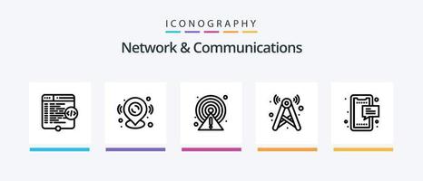 Network And Communications Line 5 Icon Pack Including page. edit. documents. gear. bug. Creative Icons Design vector