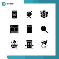 Set of 9 Commercial Solid Glyphs pack for machine web atom site design Editable Vector Design Elements