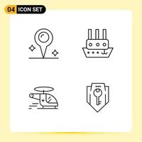 4 Universal Line Signs Symbols of map medical ship vessel air Editable Vector Design Elements