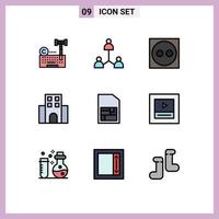 Modern Set of 9 Filledline Flat Colors and symbols such as mobile sim travel user journey apartment Editable Vector Design Elements