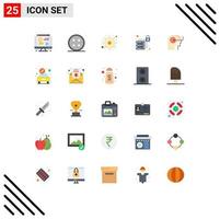 Modern Set of 25 Flat Colors Pictograph of teaching server shirt button security sun Editable Vector Design Elements