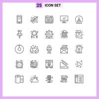 Universal Icon Symbols Group of 25 Modern Lines of imac monitor finance computer show Editable Vector Design Elements