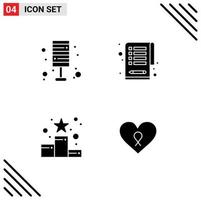 4 Universal Solid Glyphs Set for Web and Mobile Applications light position lamp clipboard ranking Editable Vector Design Elements