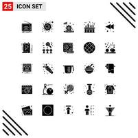 Universal Icon Symbols Group of 25 Modern Solid Glyphs of left party analysis process night wine Editable Vector Design Elements