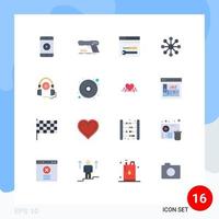 conjunto de 16 iconos de interfaz de usuario modernos signos de símbolos para el curso compartir servidor de armas paquete editable web de elementos de diseño de vectores creativos