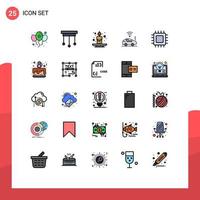 25 Filled line Flat Color concept for Websites Mobile and Apps computers signal autumn wifi atou Editable Vector Design Elements