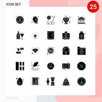 Modern Set of 25 Solid Glyphs and symbols such as investment bank science membership business Editable Vector Design Elements