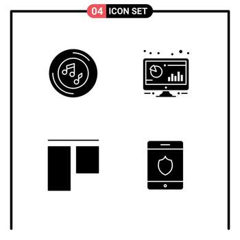 Universal Solid Glyphs Set for Web and Mobile Applications music pc player bar top Editable Vector Design Elements