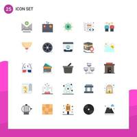 User Interface Pack of 25 Basic Flat Colors of agreement view budget pencil document Editable Vector Design Elements