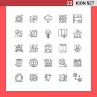 25 iconos creativos signos y símbolos modernos de la base de datos de sincronización estrategia de enfoque de flecha elementos de diseño vectorial editables vector