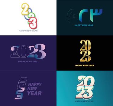 Big Set of 2023 Happy New Year logo text design 2023 number design template vector