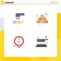 Modern Set of 4 Flat Icons Pictograph of hand wash egg cubes game map Editable Vector Design Elements