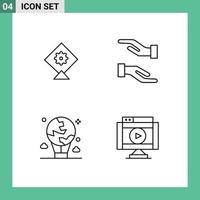 User Interface Pack of 4 Basic Filledline Flat Colors of kite international caring balloon movie Editable Vector Design Elements