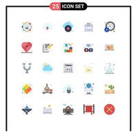 Pack of 25 Modern Flat Colors Signs and Symbols for Web Print Media such as gdpr email sun commission cancel Editable Vector Design Elements