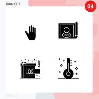 Thematic Vector Solid Glyphs and Editable Symbols of body language gift interface flag reward Editable Vector Design Elements