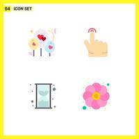 Editable Vector Line Pack of 4 Simple Flat Icons of balloon shopping double glass gras Editable Vector Design Elements