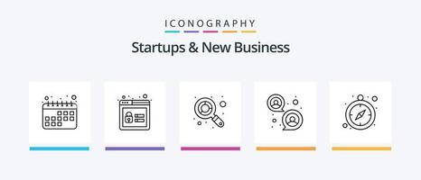 Startups And New Business Line 5 Icon Pack Including documents. maths. contact. calculator. support. Creative Icons Design vector