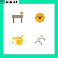 Group of 4 Flat Icons Signs and Symbols for chair whistle close cancel looked Editable Vector Design Elements