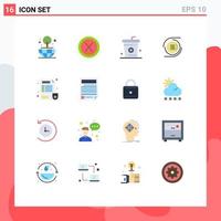 Group of 16 Modern Flat Colors Set for doctor currency coke blockchain meal Editable Pack of Creative Vector Design Elements