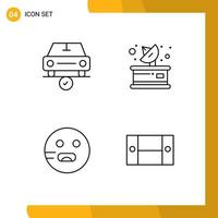 4 Line concept for Websites Mobile and Apps car emojis done media hungry Editable Vector Design Elements