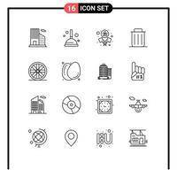 Set of 16 Modern UI Icons Symbols Signs for eggs wheel users sports remove Editable Vector Design Elements