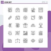 Line Pack of 25 Universal Symbols of communication idea real online cart Editable Vector Design Elements