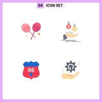 4 Flat Icon concept for Websites Mobile and Apps candy shield coins payment security Editable Vector Design Elements