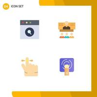 Pack of 4 creative Flat Icons of app finger conference connection mind Editable Vector Design Elements