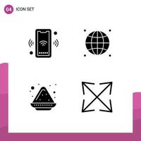 4 Creative Icons Modern Signs and Symbols of phone color plate connect focus india Editable Vector Design Elements