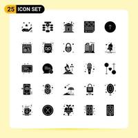 Pictogram Set of 25 Simple Solid Glyphs of paper data data contract wooden Editable Vector Design Elements