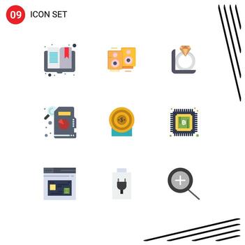 9 Universal Flat Color Signs Symbols of target money ring target descriptive statistics Editable Vector Design Elements