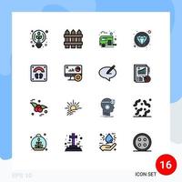 Universal Icon Symbols Group of 16 Modern Flat Color Filled Lines of scale jewelry bus diamond summer Editable Creative Vector Design Elements