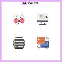 Flat Icon Pack of 4 Universal Symbols of birthday increase decoration decrease database Editable Vector Design Elements