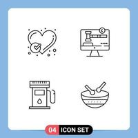 Group of 4 Filledline Flat Colors Signs and Symbols for report gas heart copyright maps Editable Vector Design Elements