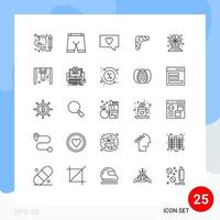 paquete de 25 líneas modernas, signos y símbolos para medios de impresión web, como armas, ropa interior indígena, boomerang, australia, elementos de diseño de vectores editables