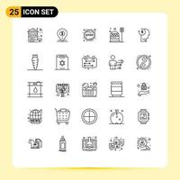 Group of 25 Modern Lines Set for dome colony location base journey Editable Vector Design Elements