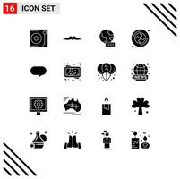 Universal Icon Symbols Group of 16 Modern Solid Glyphs of chatting twitter men puzzle cd Editable Vector Design Elements