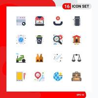 Mobile Interface Flat Color Set of 16 Pictograms of protection global handset box fire Editable Pack of Creative Vector Design Elements