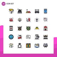 Universal Icon Symbols Group of 25 Modern Filled line Flat Colors of application internet pray network router Editable Vector Design Elements