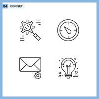 Set of 4 Modern UI Icons Symbols Signs for business message effective time ideas Editable Vector Design Elements