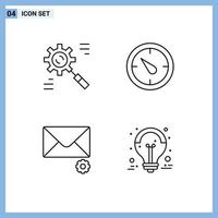 conjunto de 4 iconos de interfaz de usuario modernos símbolos signos para mensajes comerciales ideas de tiempo efectivo elementos de diseño vectorial editables vector